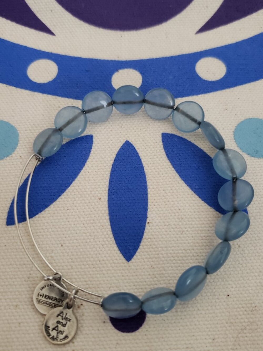 Alex and Ani Beaded Bangle Silver / Blue VGC 77